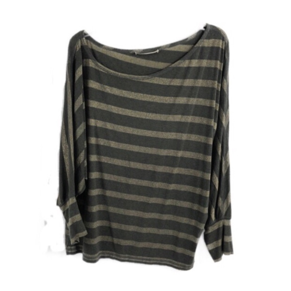Ramy Brook Asymmetrical Metallic Striped Top OS